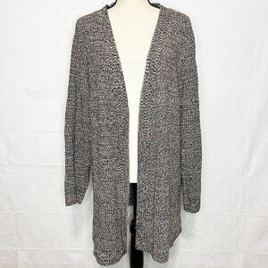Arpeggio Knitwear Sz 3X Tan Black Duster Cardigan Sweater Open Front
